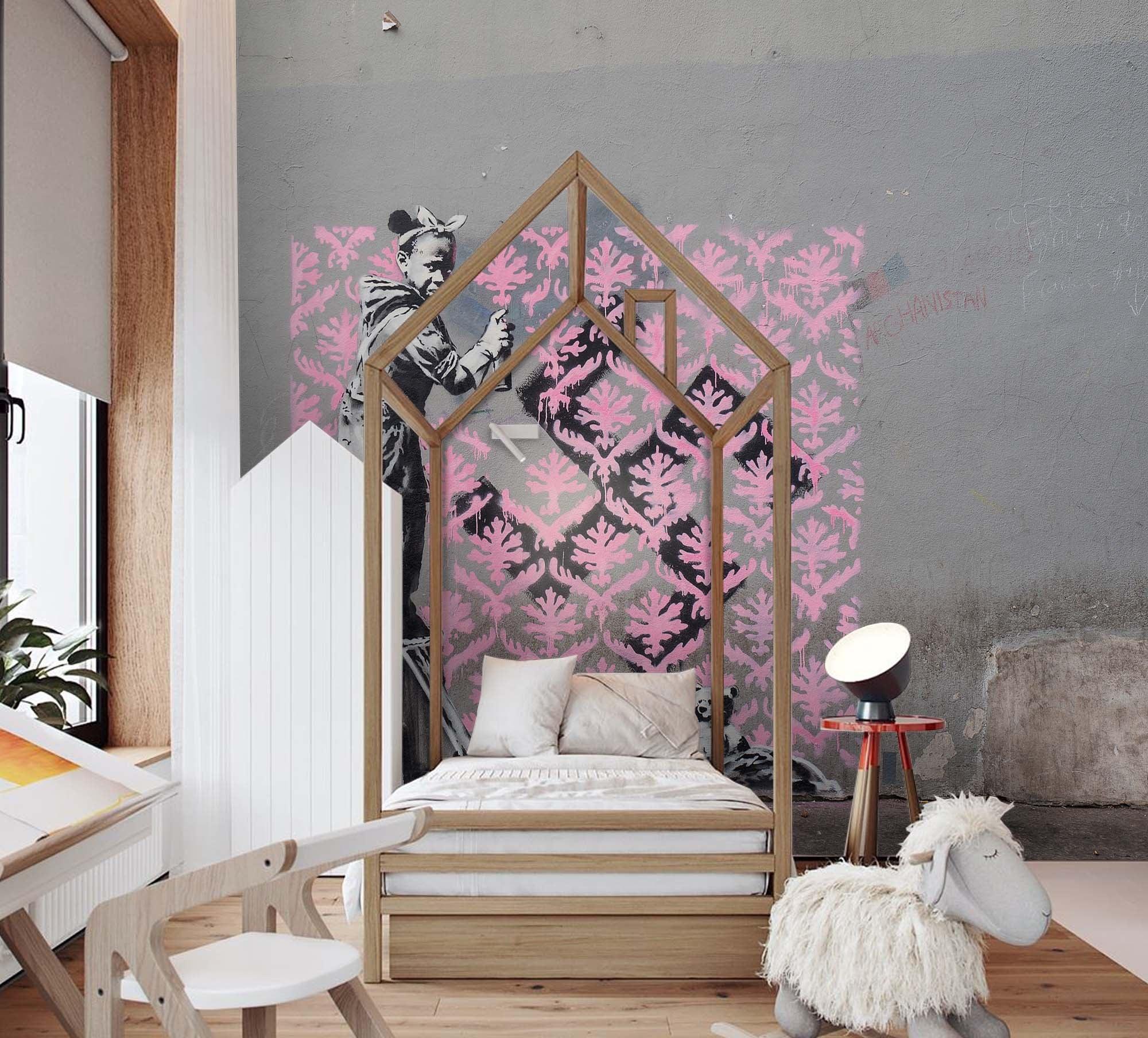 3D Banksy Graffiti Wall Mural Wallpaper SF23- Jess Art Decoration