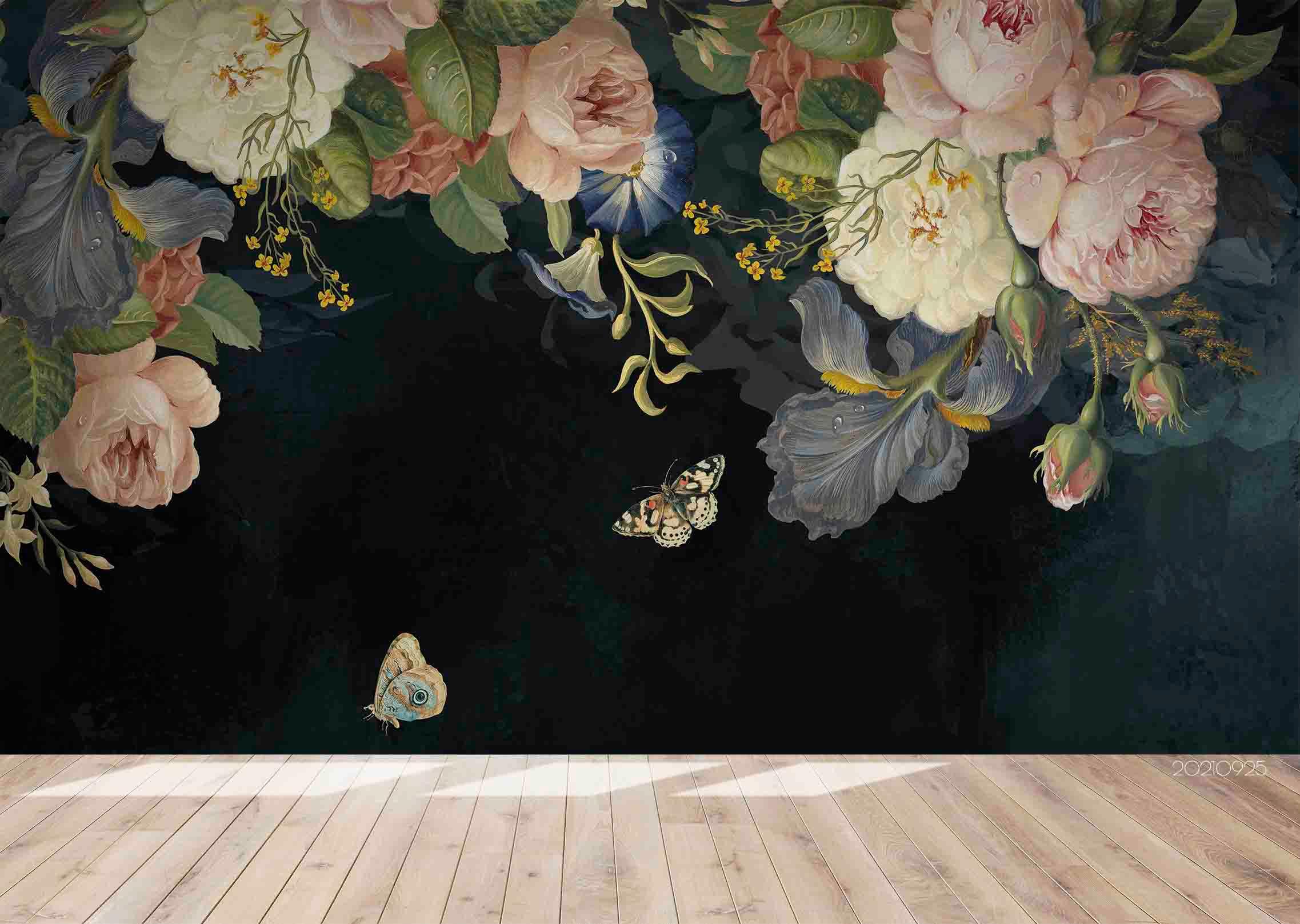 3D Hand Drawn Floral Leaves Wall Mural Wallpaper LQH 324- Jess Art Decoration