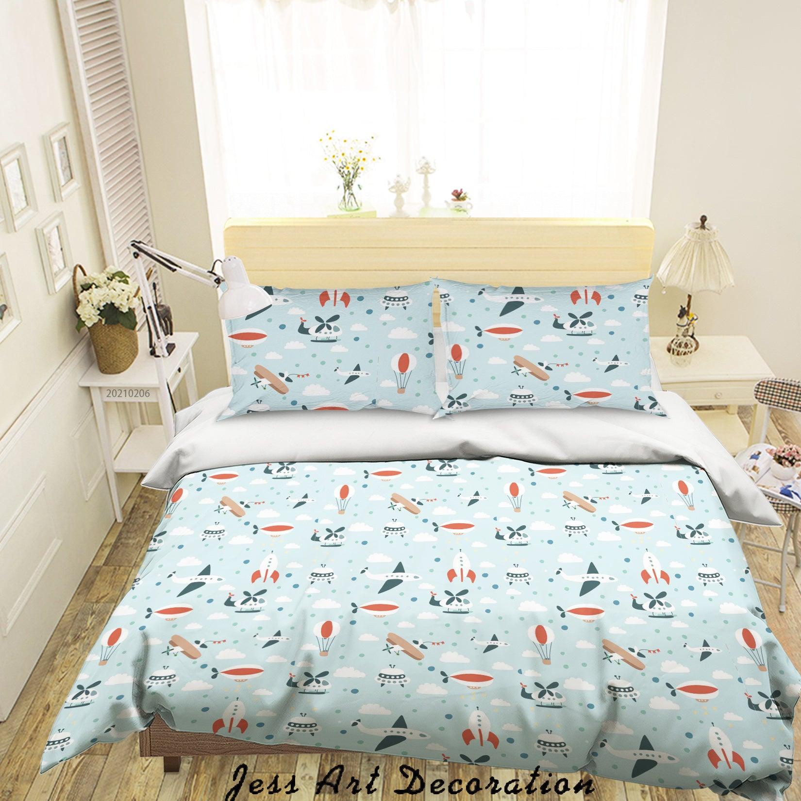 3D Hand Drawn Rocket Spaceship Airplane Quilt Cover Set Bedding Set Duvet Cover Pillowcases 142- Jess Art Decoration