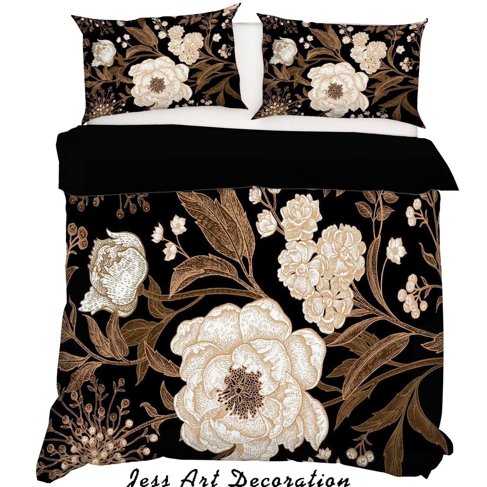 3D White Floral Leaves Quilt Cover Set Bedding Set Pillowcases 22- Jess Art Decoration