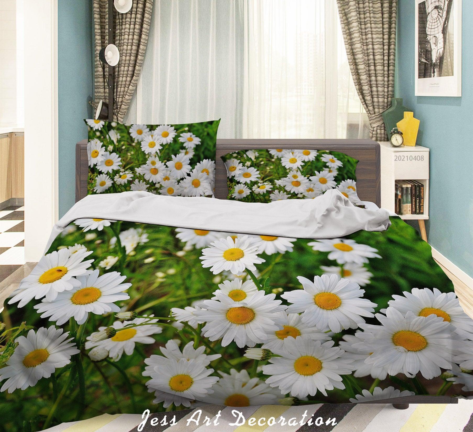 3D White Chrysanthemum Quilt Cover Set Bedding Set Duvet Cover Pillowcases 234- Jess Art Decoration
