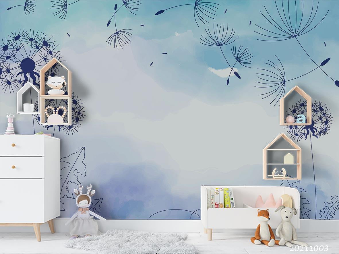 3D Watercolor Dandelion Floral Wall Mural Wallpaper LQH 393- Jess Art Decoration