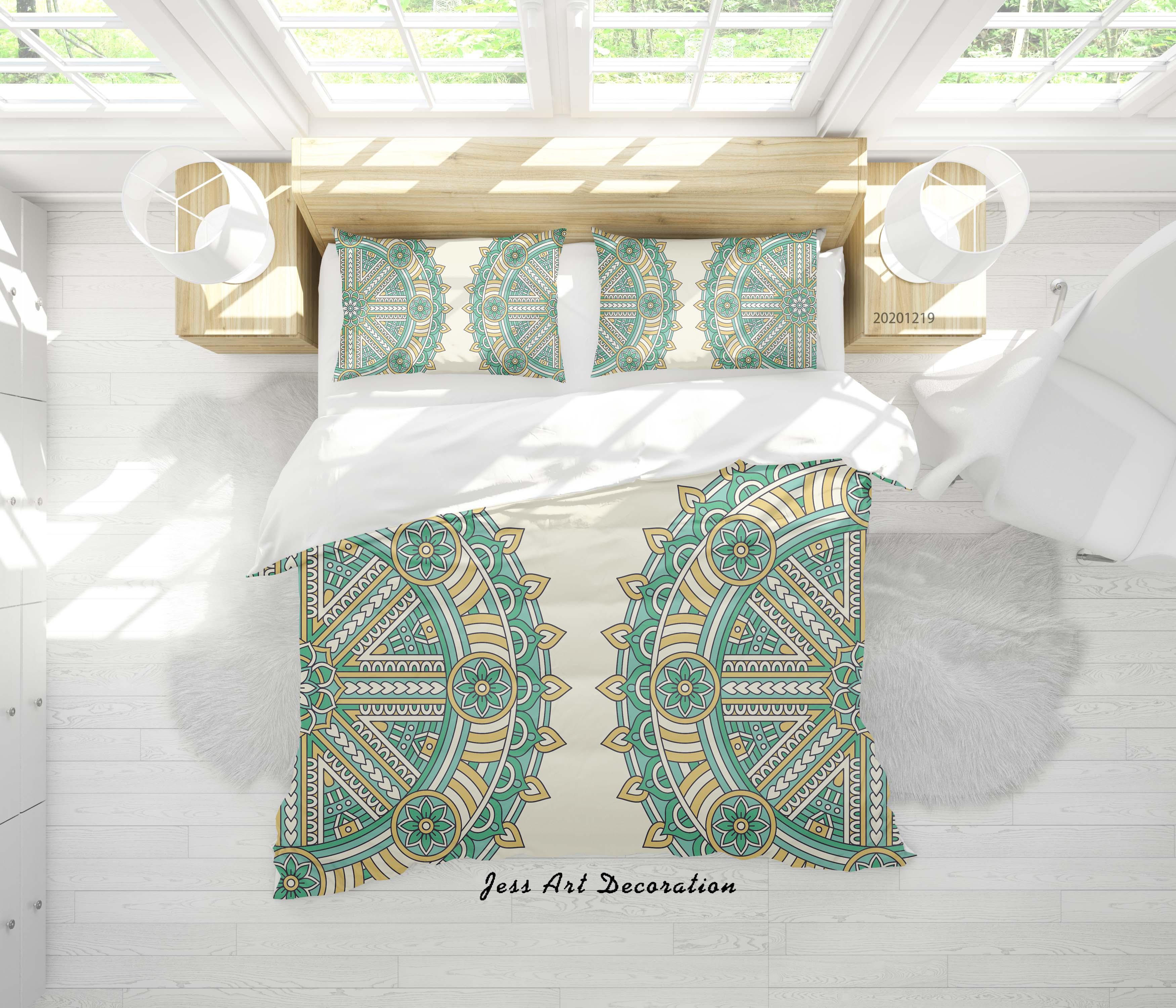 3D Abstract Green Floral Pattern Quilt Cover Set Bedding Set Duvet Cover Pillowcases 84- Jess Art Decoration