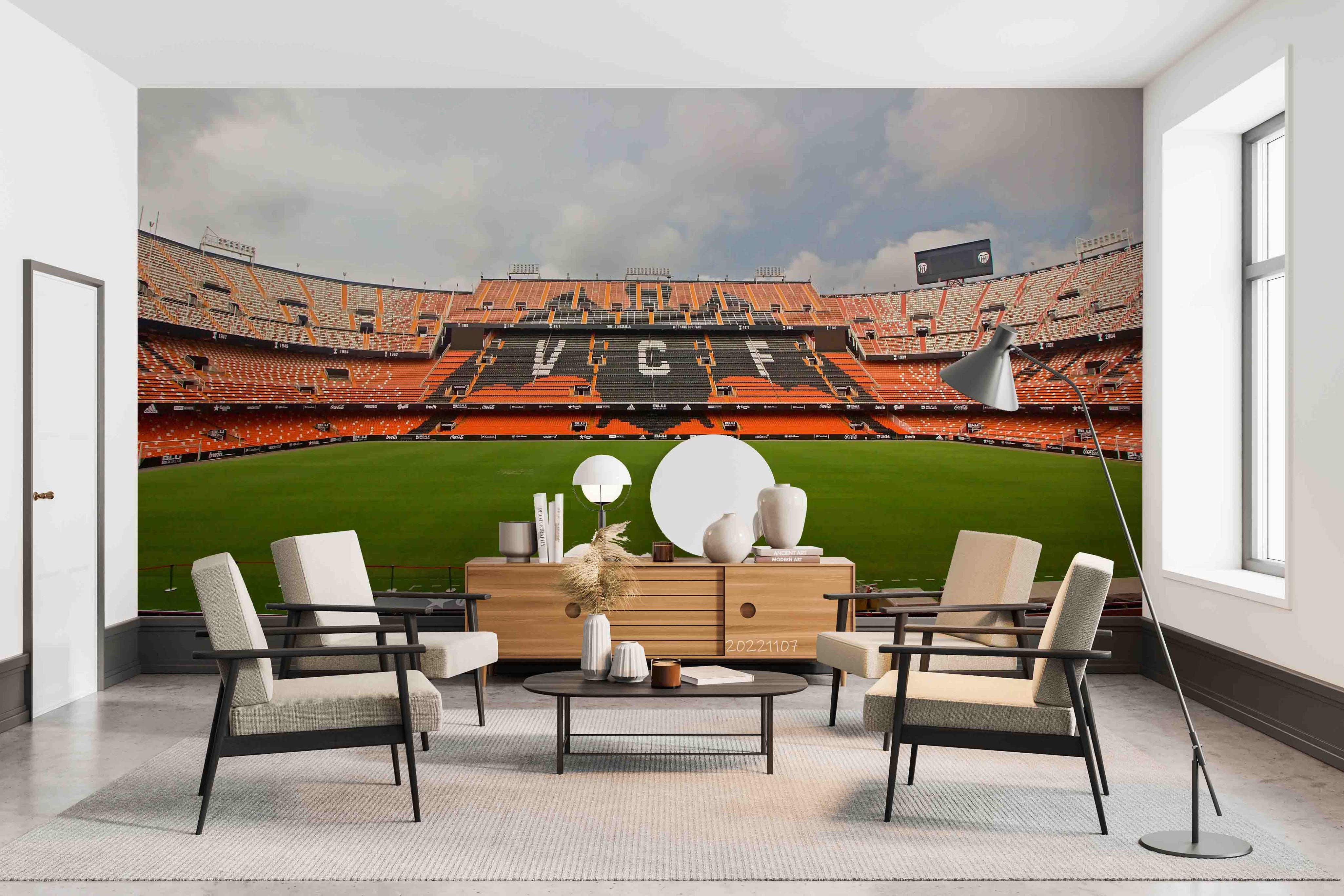 3D Spain Mestalla Stadium Wall Mural Wallpaper GD 77- Jess Art Decoration