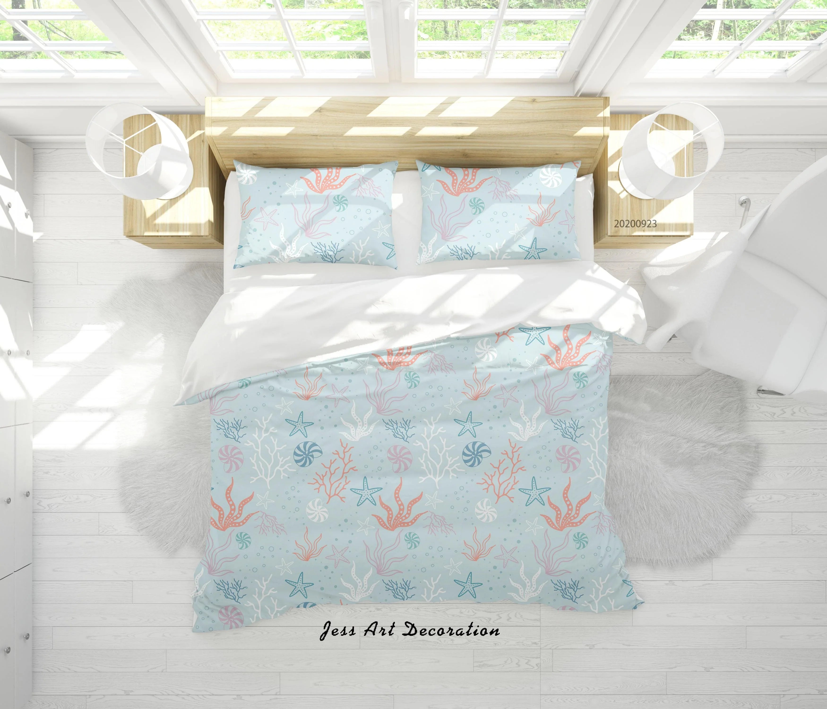3D Flat Coral Pattern Quilt Cover Set Bedding Set Duvet Cover Pillowcases WJ 6324- Jess Art Decoration