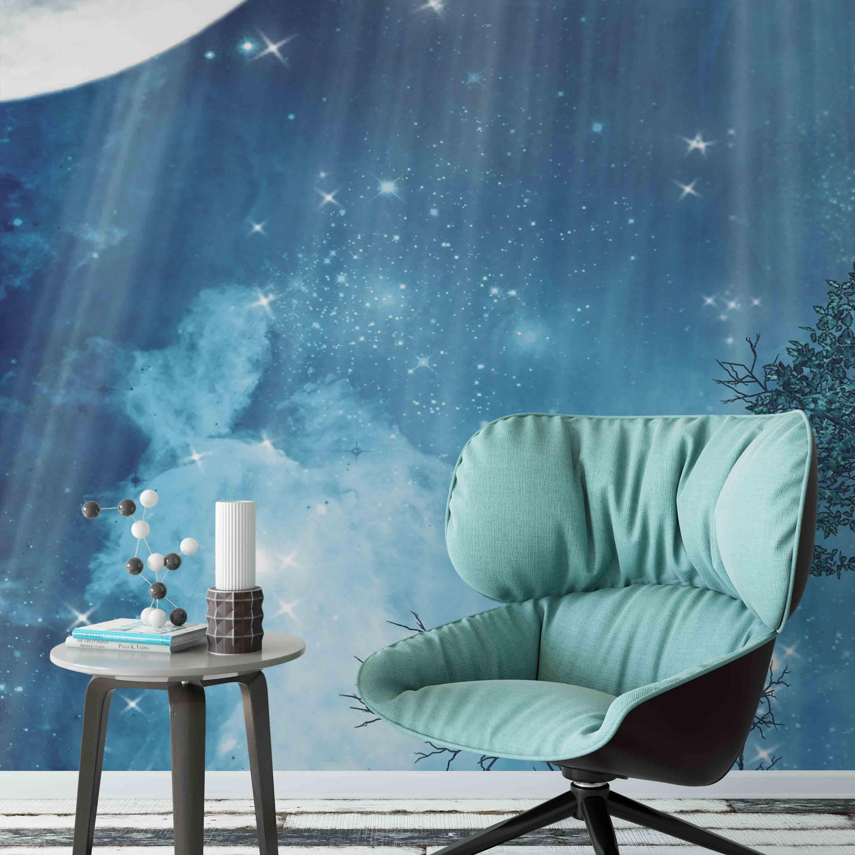 3D Moon Star Sky Night Wall Mural Wallpaper 05- Jess Art Decoration