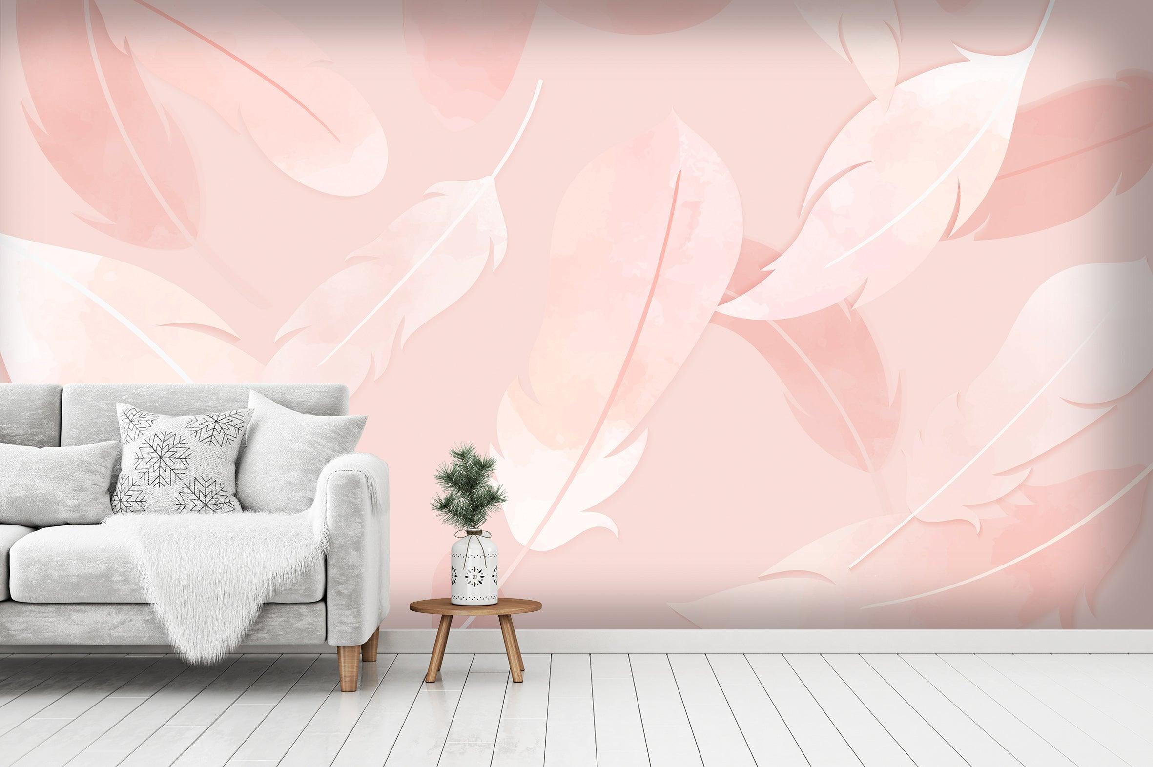3D Light Pink White Feather Wall Mural Wallpaper 29- Jess Art Decoration