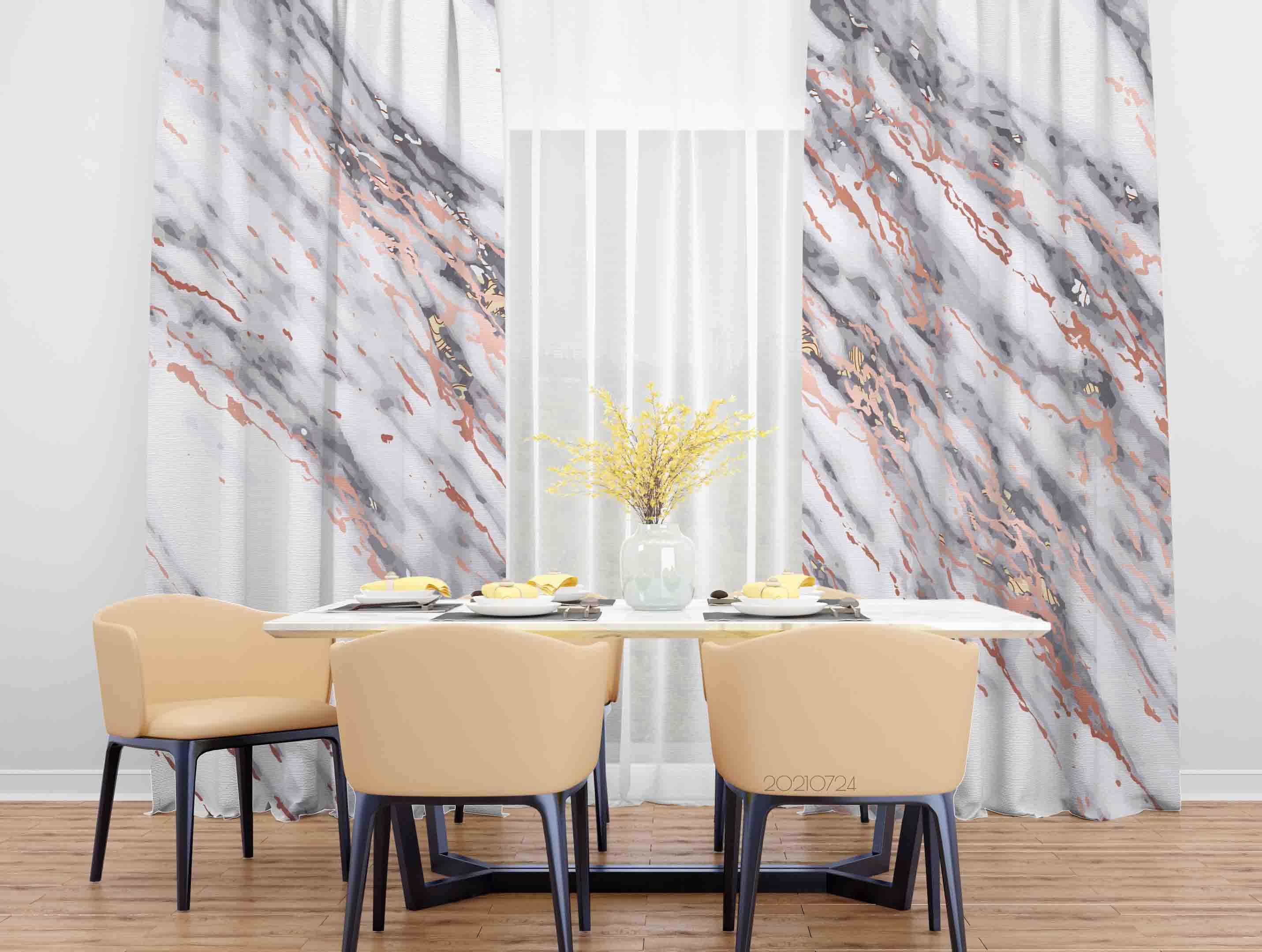 3D Abstract Black Marble Texture Curtains and Drapes LQH 67- Jess Art Decoration