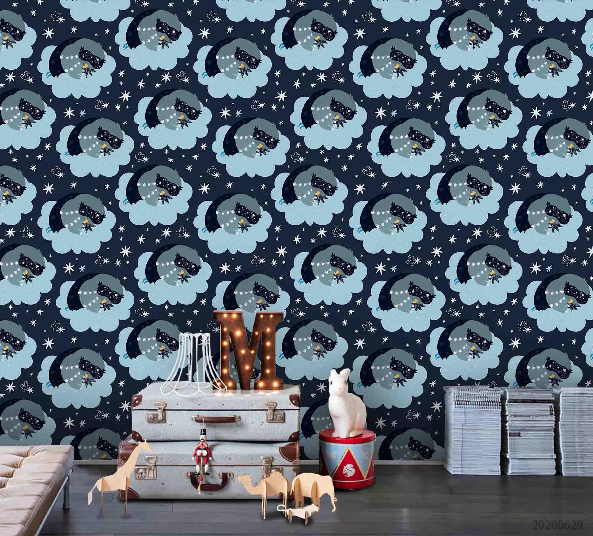 3D Cartoon Animals Dark Wall Mural Wallpaper A370 LQH- Jess Art Decoration