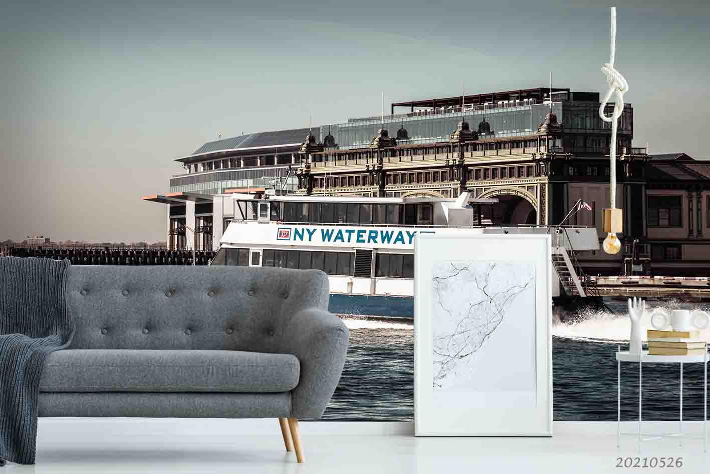 3D Sea Yatch Building Hotel Wall  Mural Wallpaper SWW362- Jess Art Decoration