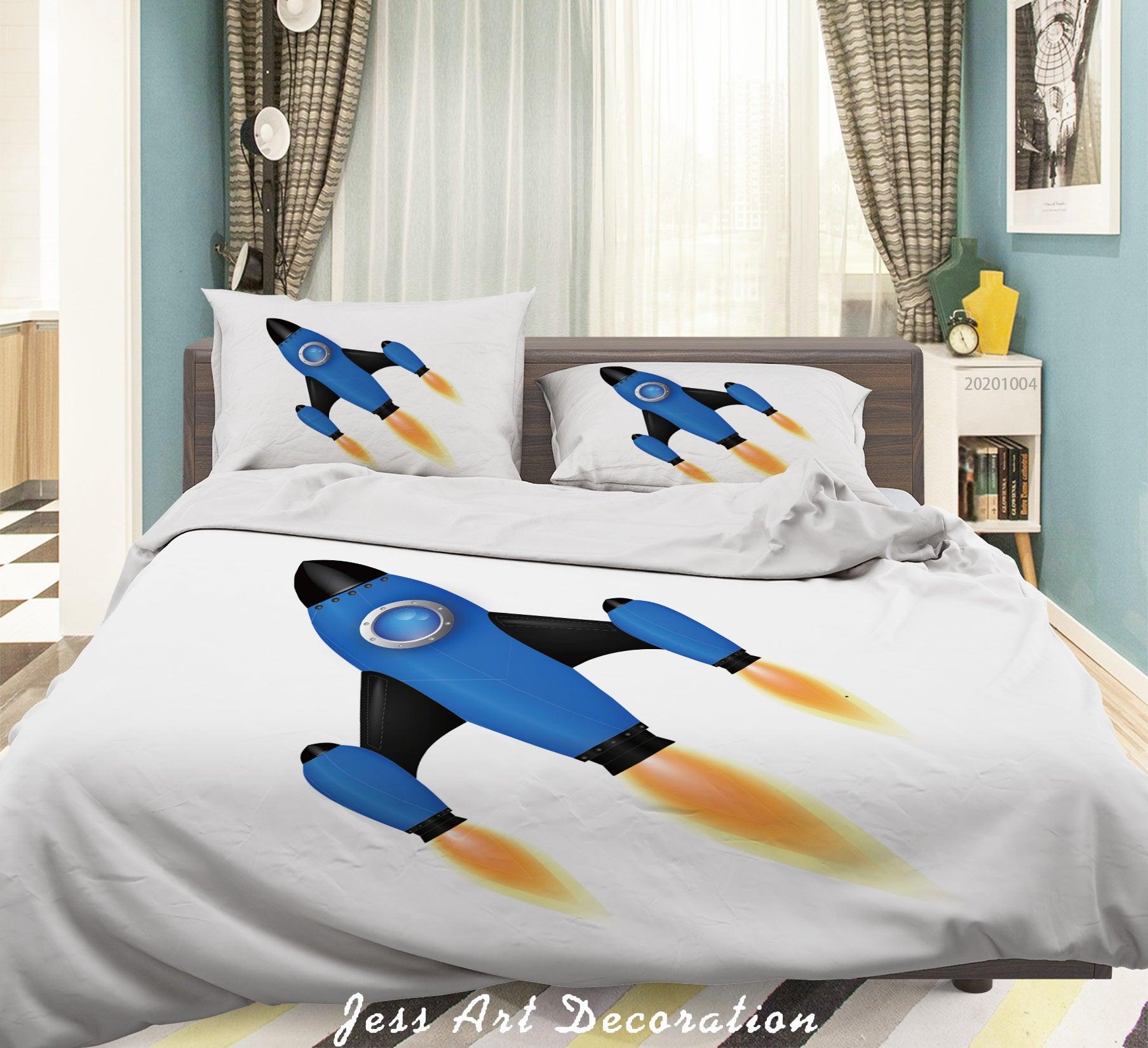3D Planet Astronaut Spaceship Quilt Cover Set Bedding Set Duvet Cover Pillowcases WJ 9235- Jess Art Decoration