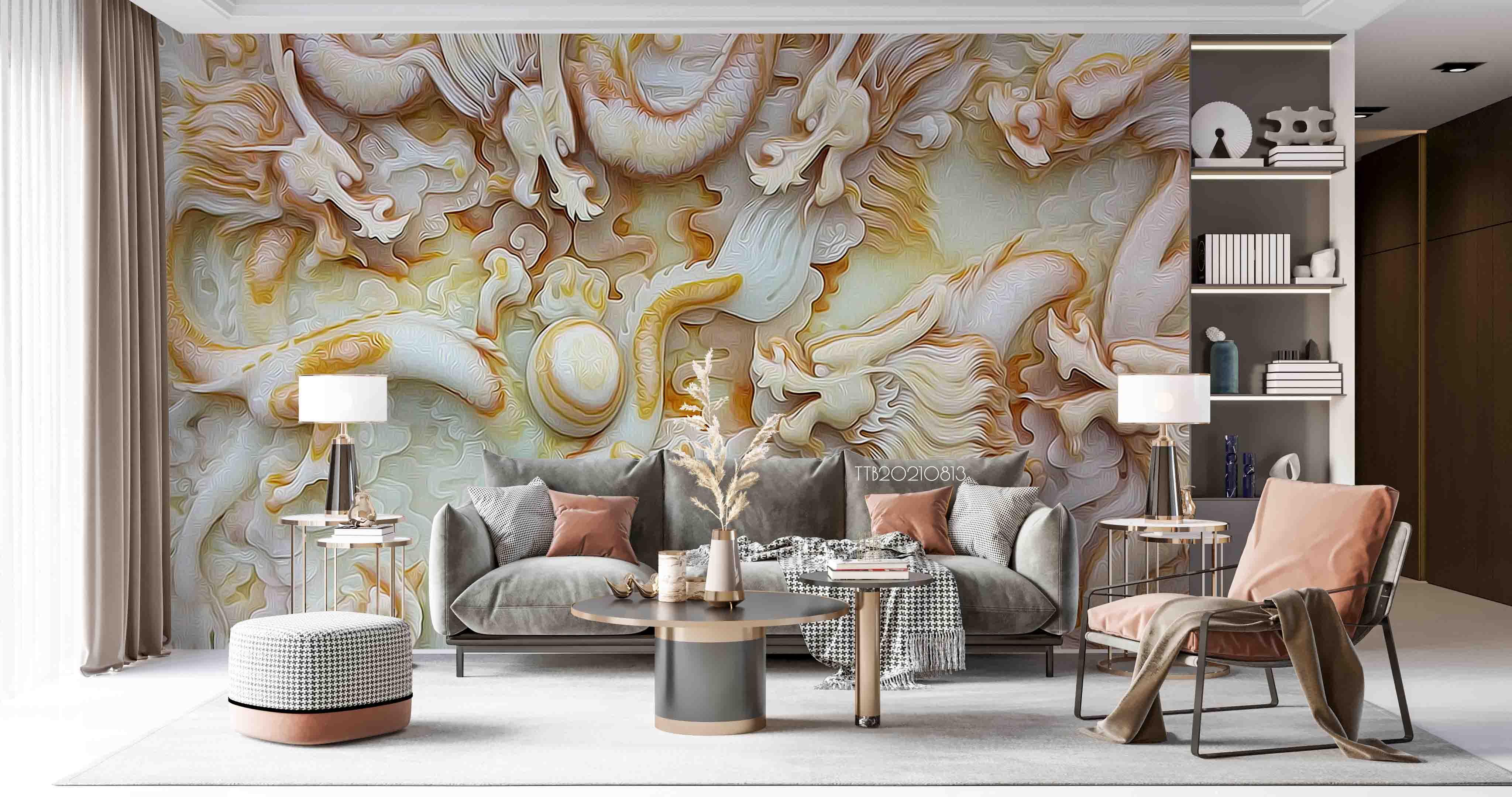 3D Stereo Relief Dragon Pearl Wall Mural Wallpaper SWW5087- Jess Art Decoration