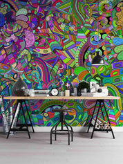 3D Hand Drawn Abstract Colorful Floral Pattern Wall Mural Wallpaper GD 2203- Jess Art Decoration