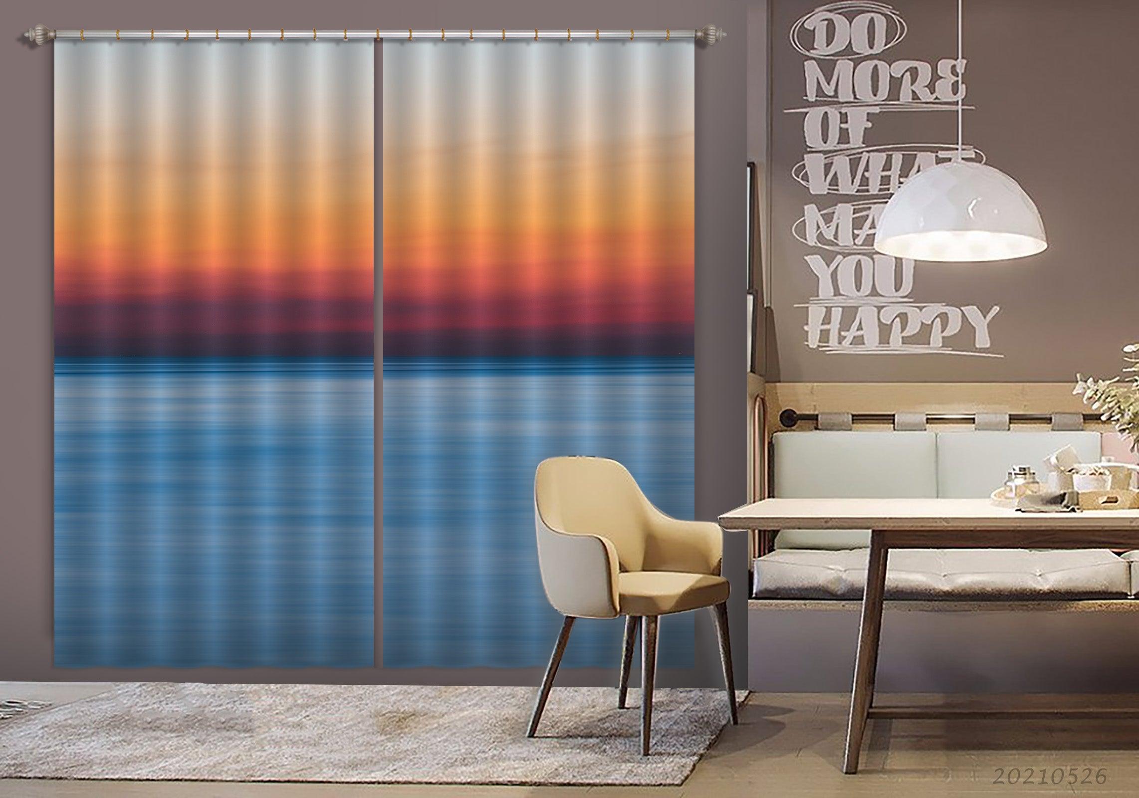 3D Abstract Blue Ocean Red Sky Cloud Curtains and Drapes GD 517- Jess Art Decoration