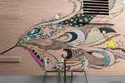 3D Abstract Hand-painted Stick Figure Brick Wall Mural Wallpaper SWW1828- Jess Art Decoration