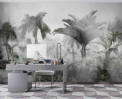3D Tropical Plant Palm Tree Leaf Misty Wall Mural Wallpaper GD 857- Jess Art Decoration
