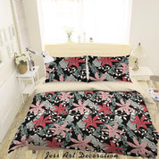 3D Plant Leaves Flower Pattern Quilt Cover Set Bedding Set Duvet Cover Pillowcases WJ 9015- Jess Art Decoration