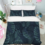 3D Black Background Leaf Pattern Quilt Cover Set Bedding Set Pillowcases  7- Jess Art Decoration