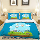 3D Blue Mountains Trees House Bike Aircraft Solar Energy Quilt Cover Set Bedding Set Pillowcases 76- Jess Art Decoration
