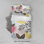 3D Colorful Leaves Plant Quilt Cover Set Bedding Set Duvet Cover Pillowcases LXL 223- Jess Art Decoration