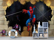 3D Spider Web Superhero spider web superhero mural wall mural wallpaper for kids room