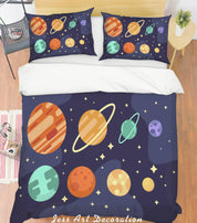 3D Cartoon Universe Planet Quilt Cover Set Bedding Set Pillowcases 230- Jess Art Decoration