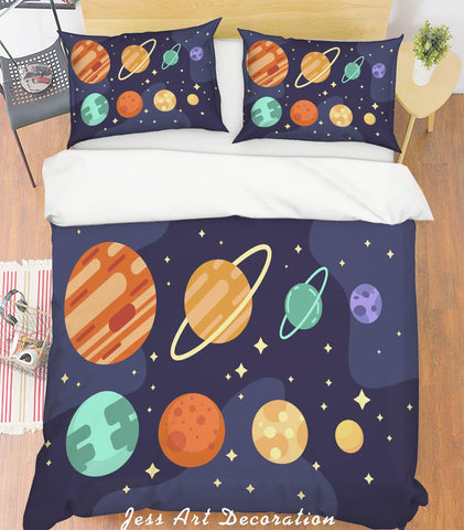 3D Cartoon Universe Planet Quilt Cover Set Bedding Set Pillowcases 230- Jess Art Decoration