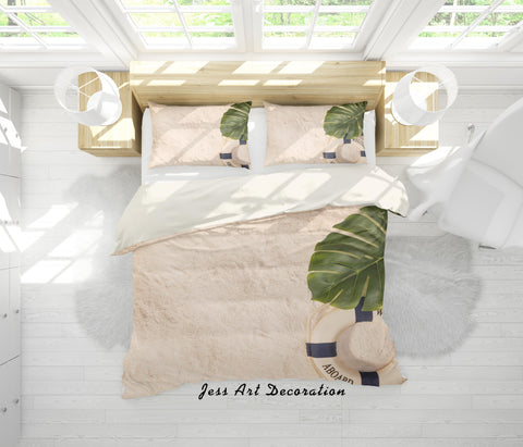 3D Beach Palm Leaves Quilt Cover Set Bedding Set Pillowcases 67- Jess Art Decoration