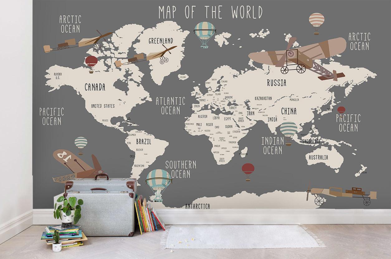 3D Retro Aircraft World Map Wall Mural Wallpaper 31- Jess Art Decoration