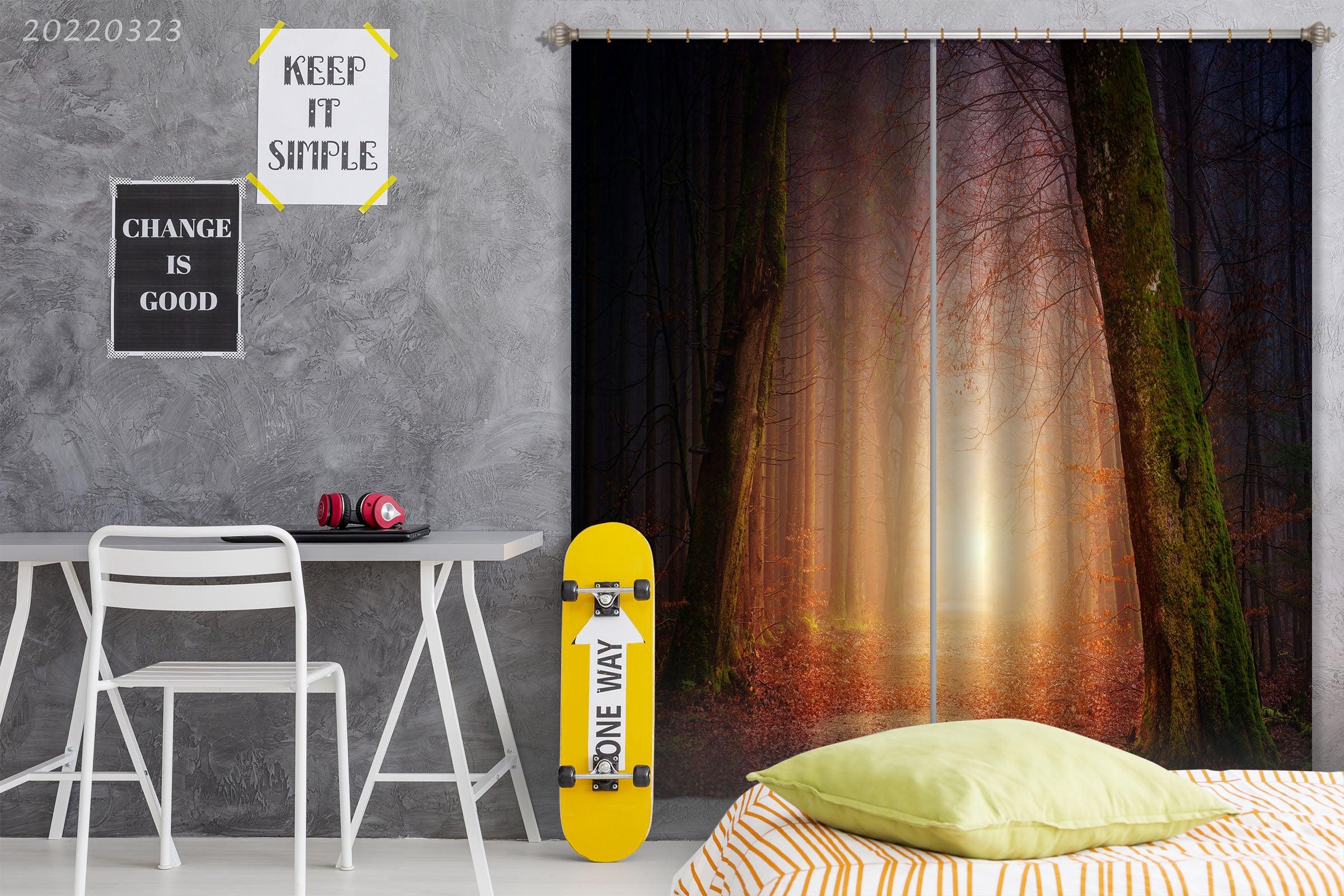 3D Woods Morning Sunrise Scenery Curtains and Drapes GD 2660- Jess Art Decoration