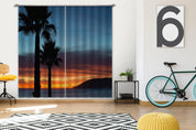 3D Dusk Mountain Coconut Tree Curtains and Drapes GD 1976- Jess Art Decoration