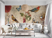 3D Vintage Bird Butterfly nostalgic bird butterfly mural wall mural wallpaper for living room