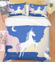 3D Night Sky Stars Unicorn Quilt Cover Set Bedding Set Duvet Cover Pillowcases 5 LQH- Jess Art Decoration