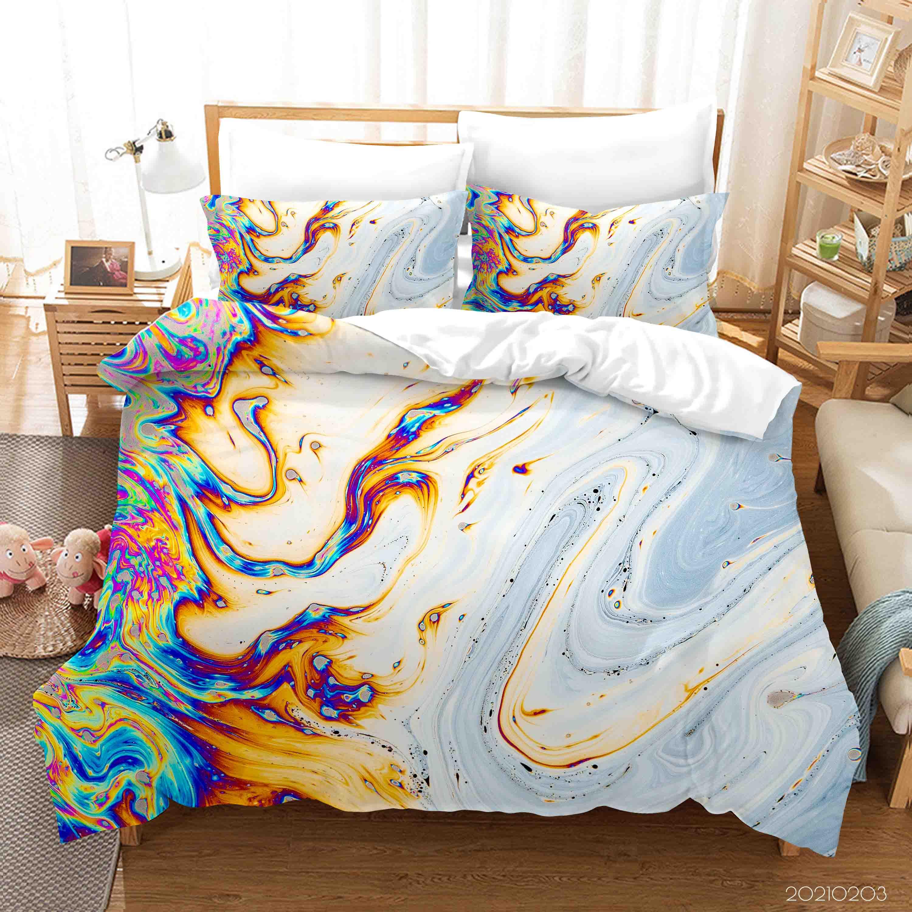 3D Abstract Color Marble Texture Quilt Cover Set Bedding Set Duvet Cover Pillowcases 13- Jess Art Decoration