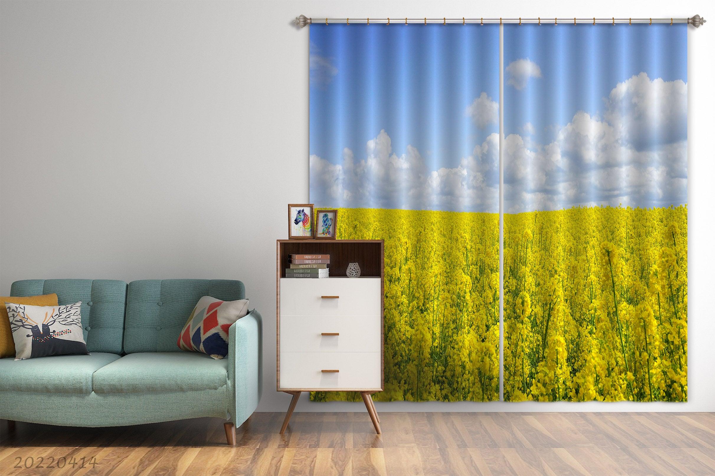 3D Landscape Nature Rape Flower Field Curtains and Drapes GD 4130- Jess Art Decoration