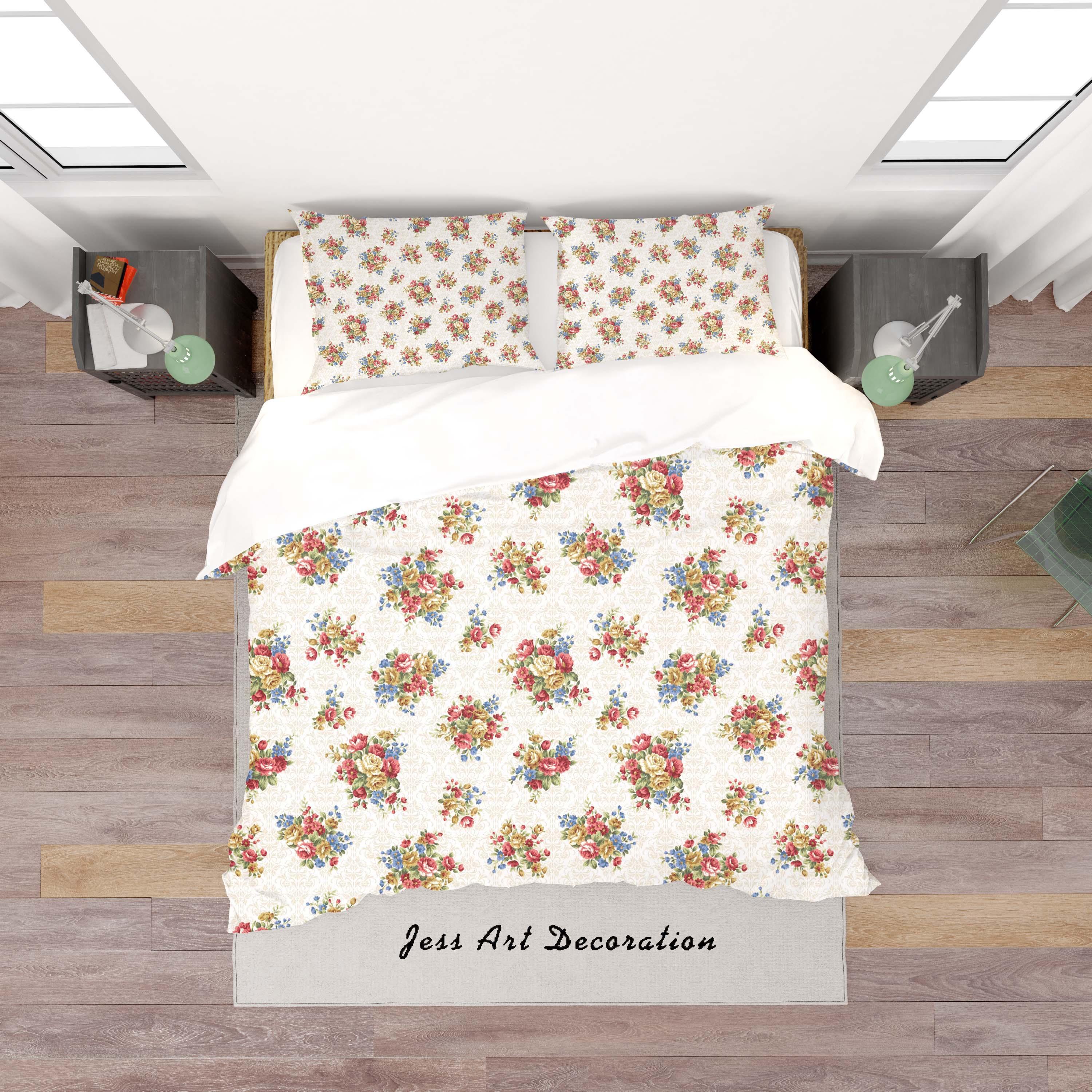 3D Flowers Floral Quilt Cover Set Bedding Set Duvet Cover Pillowcases SF123- Jess Art Decoration
