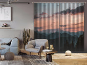 3D Black Mountain Peak Woods Red Sky Cloud Curtains and Drapes GD 254- Jess Art Decoration