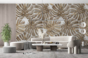 3D Vintage Tropical Leaves Wood Grain Pattern Wall Mural Wallpaper GD 708- Jess Art Decoration