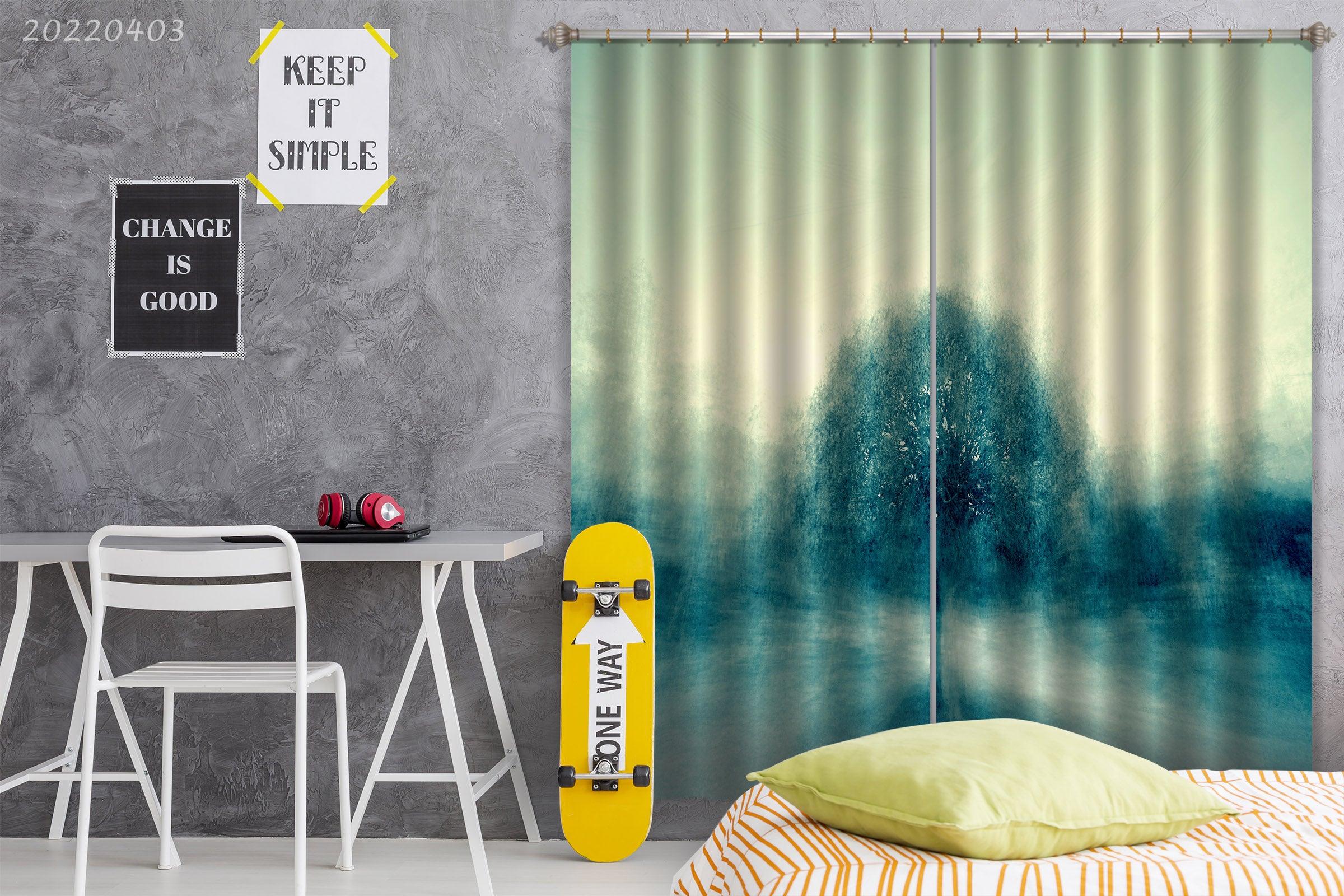 3D Abstract Blue Texture Pattern Curtains and Drapes GD 3304- Jess Art Decoration