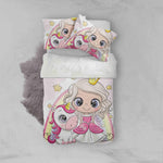 3D Cartoon Girl Unicorn Quilt Cover Set Bedding Set Pillowcases 116- Jess Art Decoration