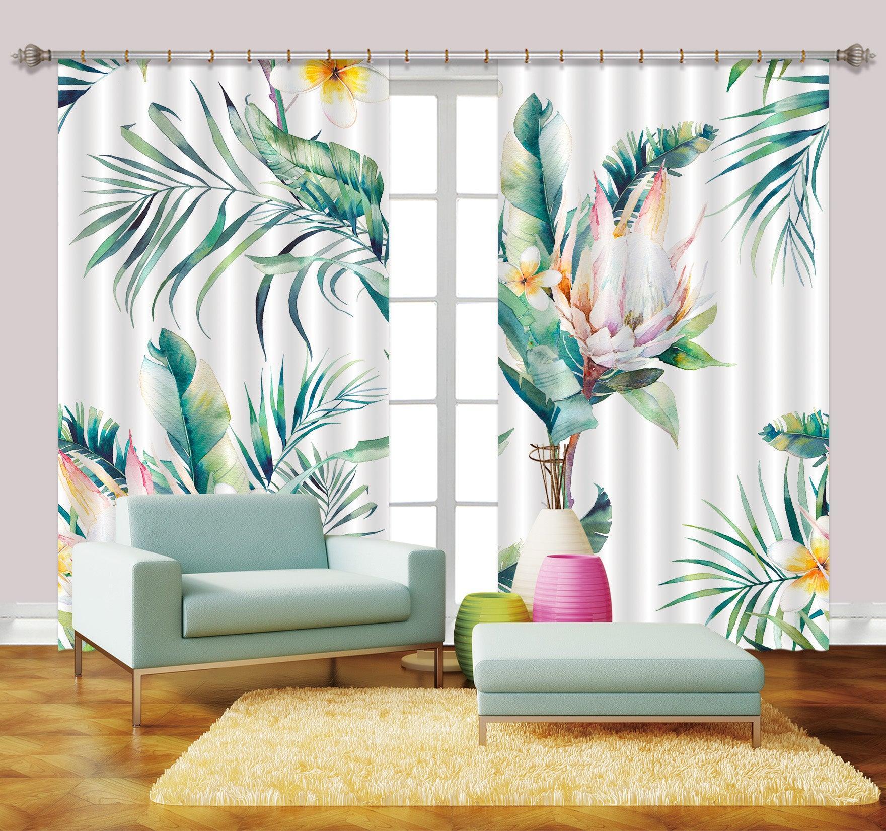 3D Flower Leaf Window Curtains and Drapes LQH A633- Jess Art Decoration