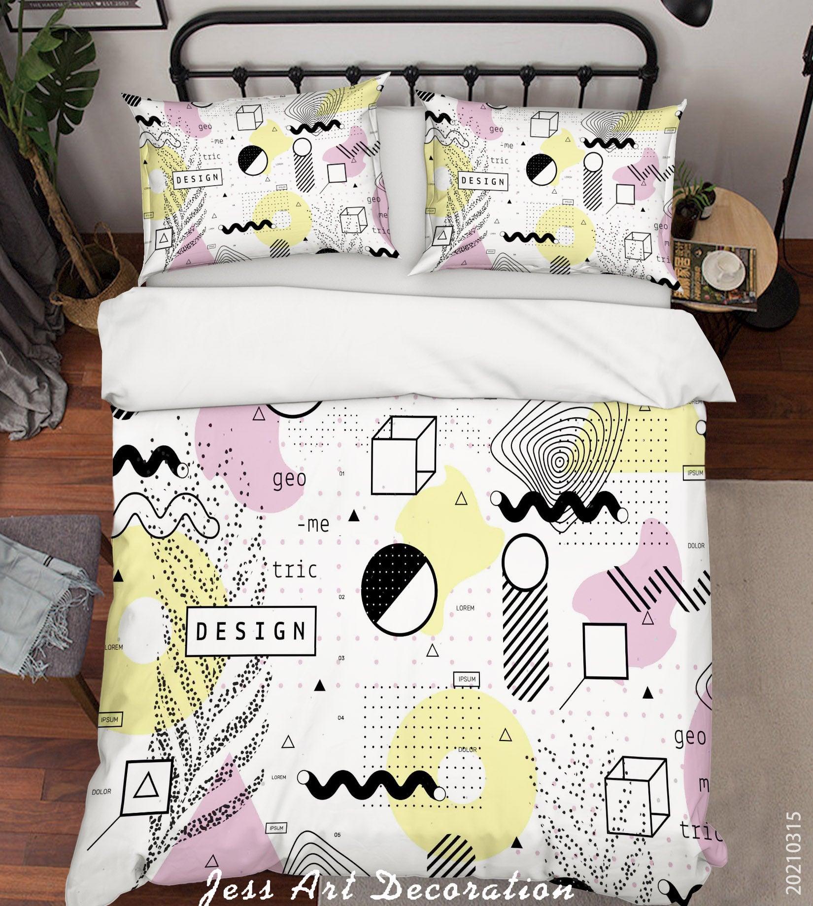 3D Abstract Color Geometry Quilt Cover Set Bedding Set Duvet Cover Pillowcases 80- Jess Art Decoration