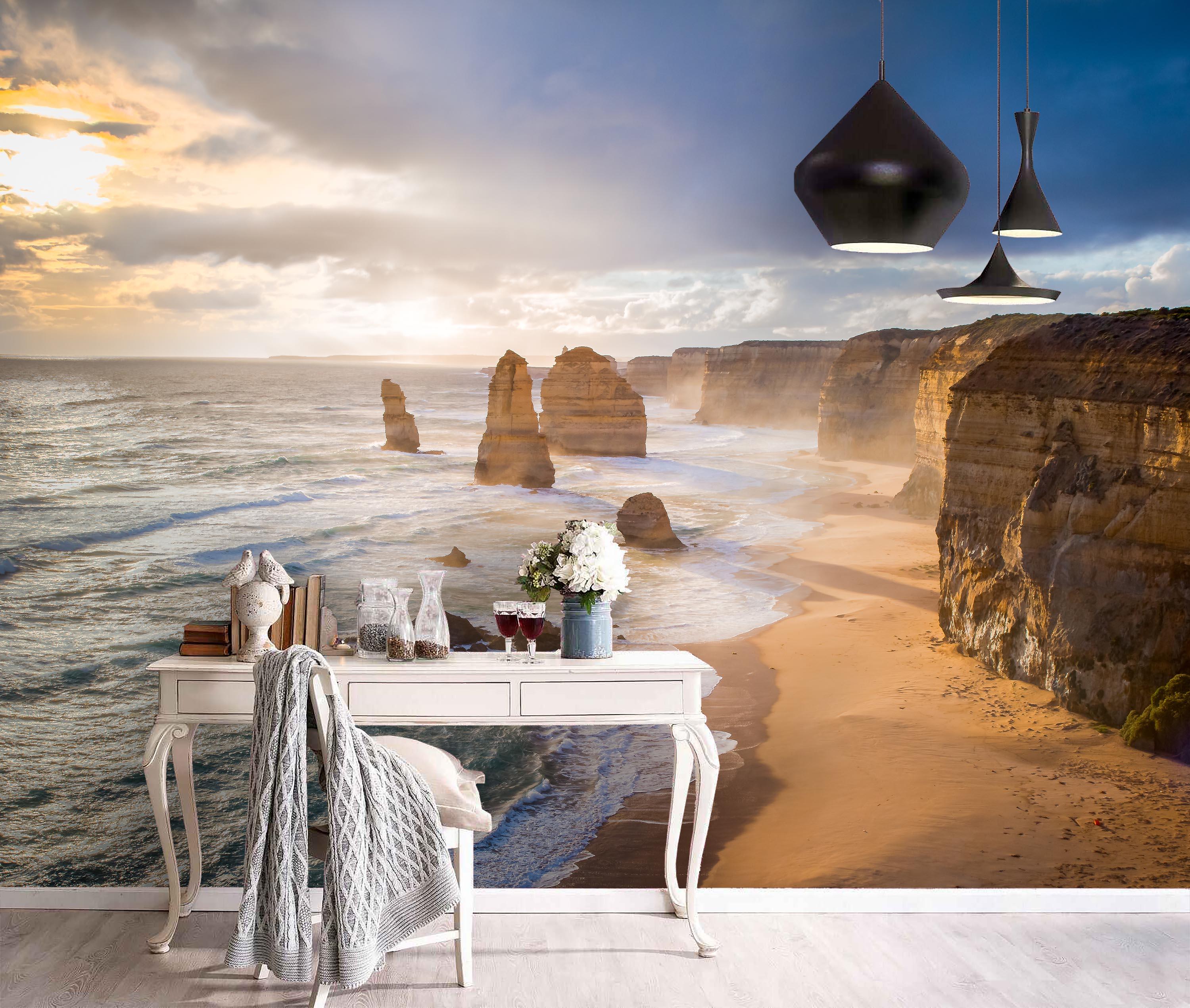 3D Beach Cliff Wall Mural Wallpaper 58- Jess Art Decoration