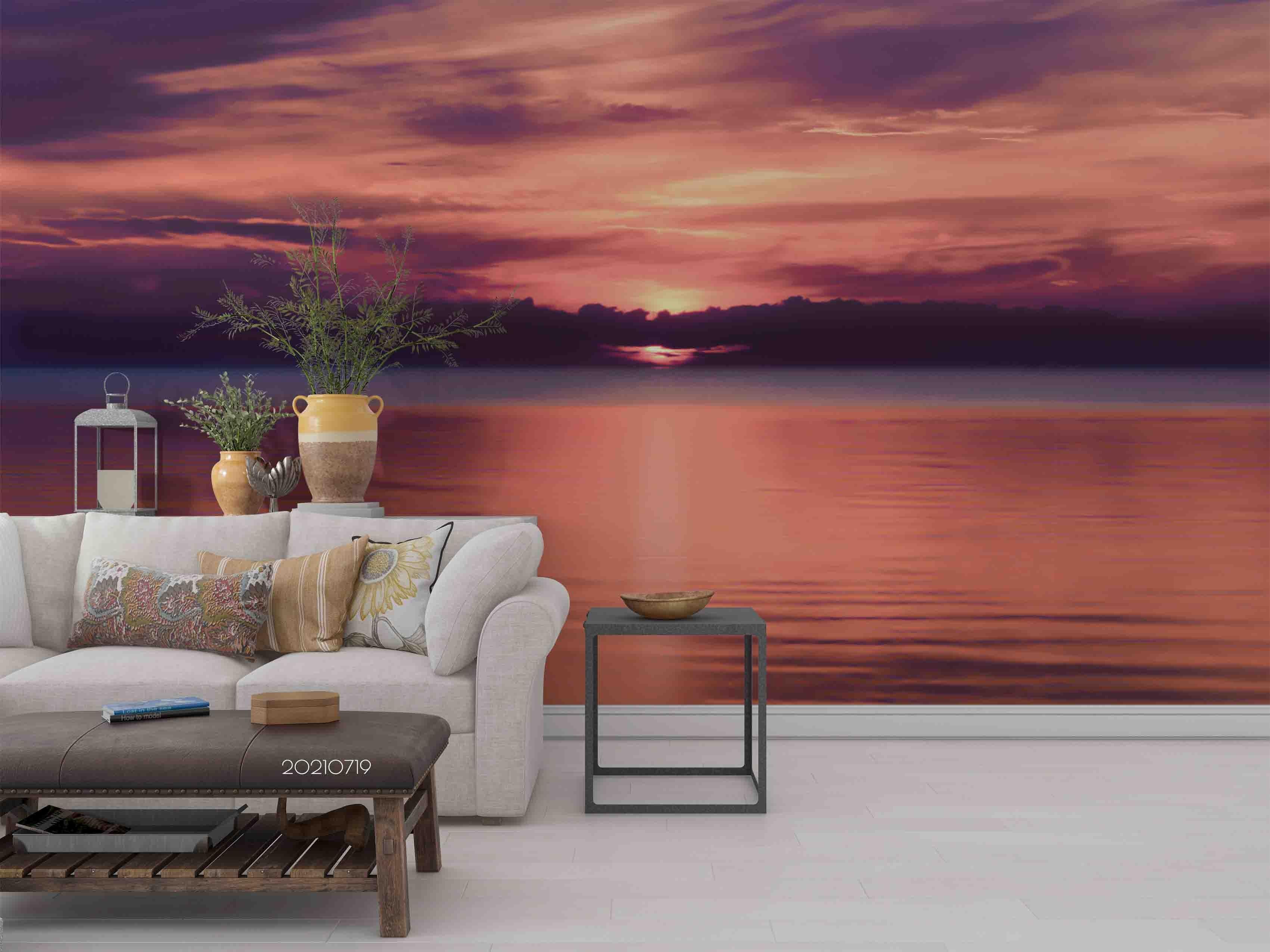 3D Evening Lake Sunset Wall Mural Wallpaper SWW2972- Jess Art Decoration