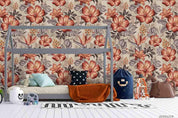 3D Hand Drawn Red Floral Wall Mural Wallpaper LQH 99- Jess Art Decoration