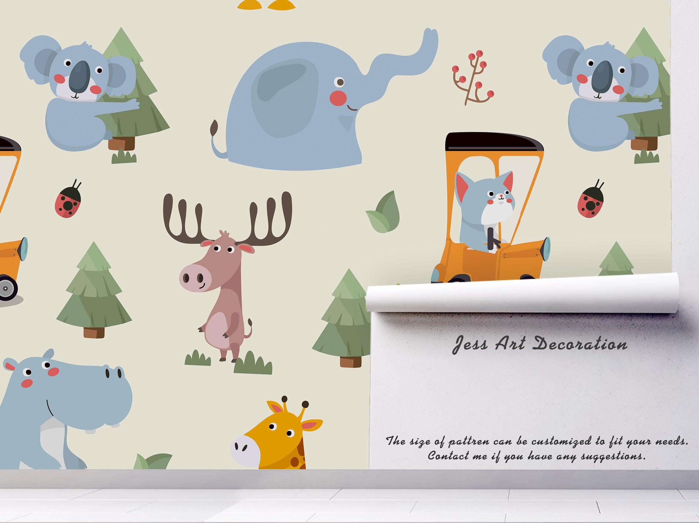 3D cartoon elephant wall mural wallpaper 07- Jess Art Decoration