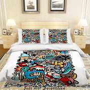 3D Graffiti Colorful Monster Quilt Cover Set Bedding Set Duvet Cover Pillowcases LXL- Jess Art Decoration