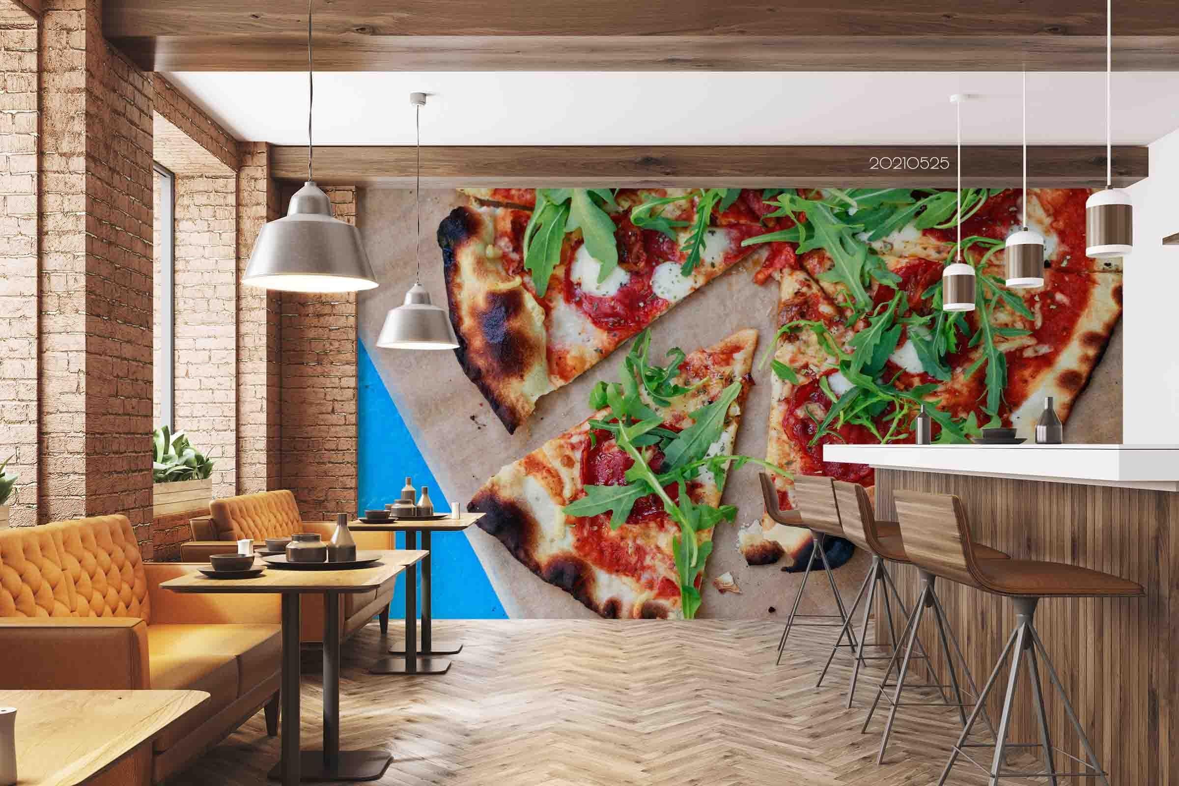 3D Big Pizza Slices Kraft Paper Tomato Paste Wall Mural Wallpaper SWW120- Jess Art Decoration