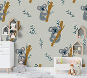 3D Cartoon Koala Branch Wall Mural Wallpaper A185 LQH- Jess Art Decoration