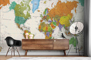 3D Colourful World Map Wall Mural Wallpaper WJ 6637- Jess Art Decoration